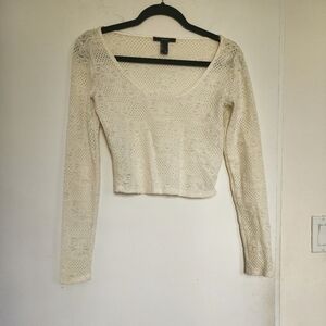 Forever 21 cream long sleeve crop top size Medium